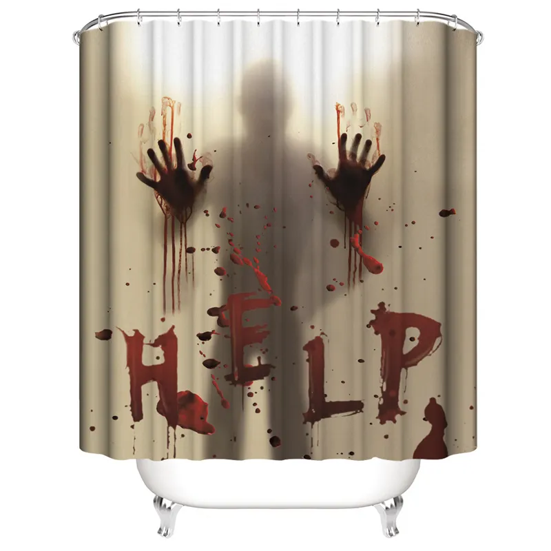 Halloween Shower Curtain Liner Window Curtains Bloody Hands for Halloween Decorations Bathroom Decor 71 Inch JK2009KD