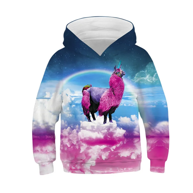 Jesień i zima Nowe Zwierząt Druk Digital Sweter Moda Duża Z Kapturem Z Długim Rękawem Przypadkowa odzież dla dzieci