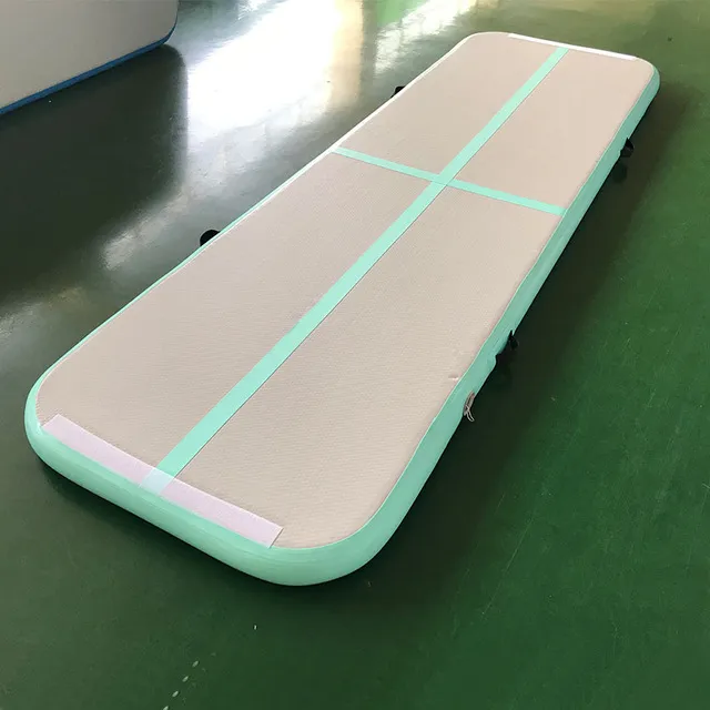 Mint Green Color Inflatable Gymnastics Mat For Training 3*1*0.1m Air Track Mat With Free Pump Home Use Tumble Track Air Mattress Cheap