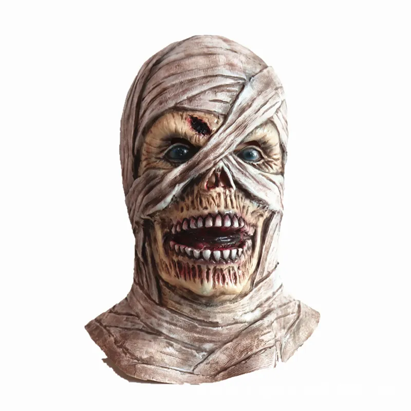 Halloween Mummy Latex Mask Skräck Zombie Headebear Stage Klä upp Props Haunted House Escape Room Halloween Dekoration