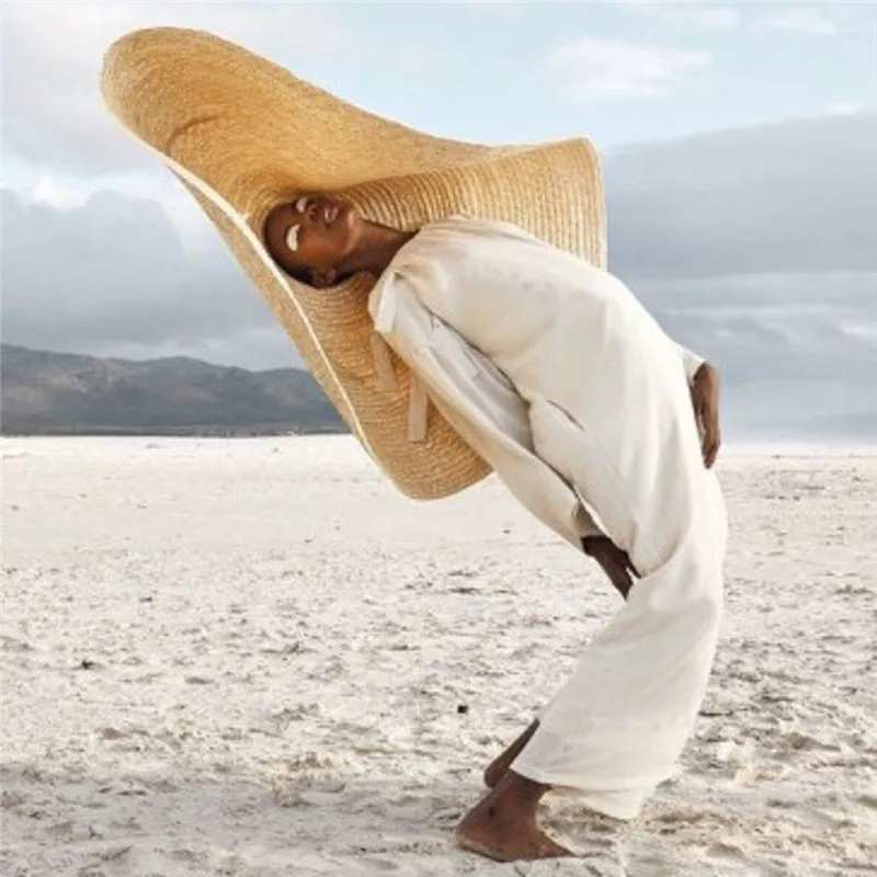 Femme mode grand chapeau de soleil plage chapeau de paille pliable chapeau de paille couverture surdimensionné pliable parasol plage Anti-UV2966
