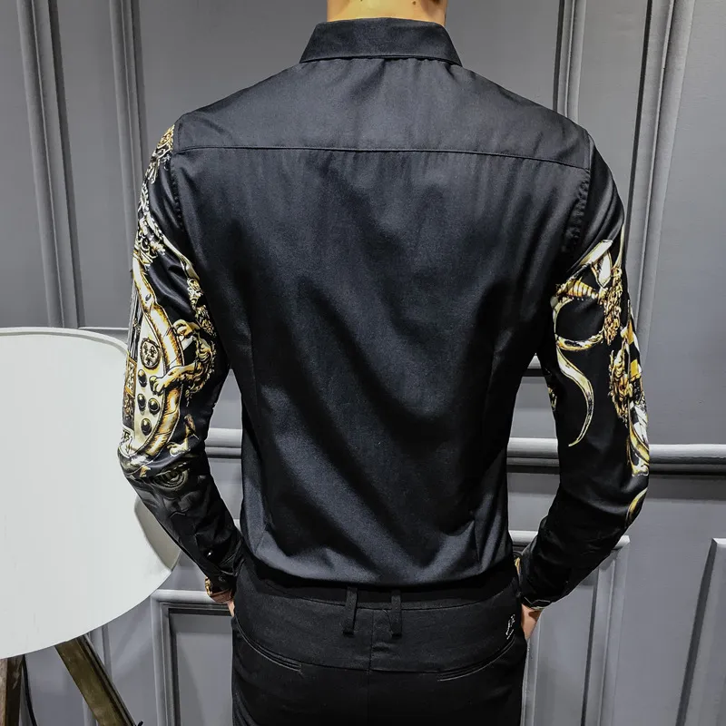 black and gold dress shirts for men Black Dress Shirt With Gold Paisley Accent 2XL main image 1