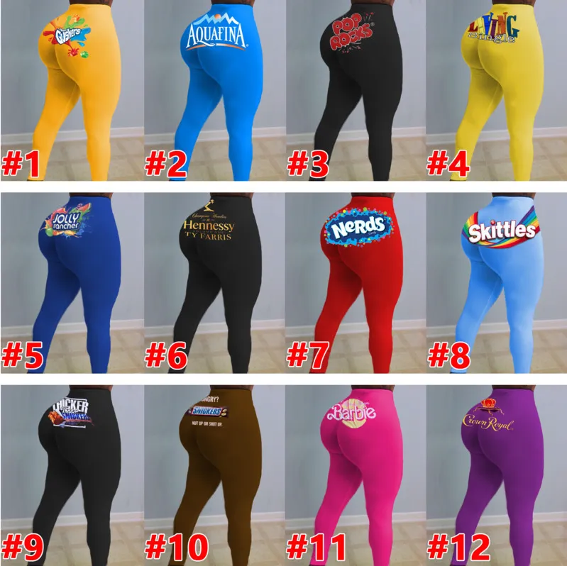 Economize muito em Mulheres De Calça De Ioga Impressas Mulheres Yoga Calças Sexy Slim Personalizar Padrão Letras Impresso Leggings Senhoras Nova Moda