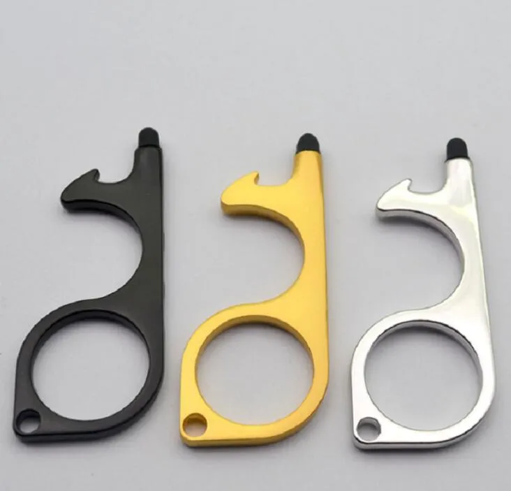 Safety Keychains No Touch Tool: Metal Key Holder Keychain With