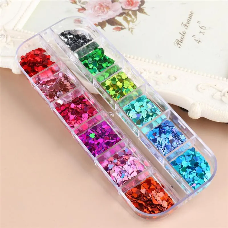 Butterfly Nail Sequins Paillette Heart Shaped Nail Art Decorations 3D Flakes Slices Spangle Laser Nail Holographics Glitter Stickers