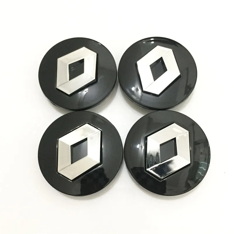 4x Gloss Black Renault Logo Stickers - Self-Adhesive Emblem For Hubcaps & Rims