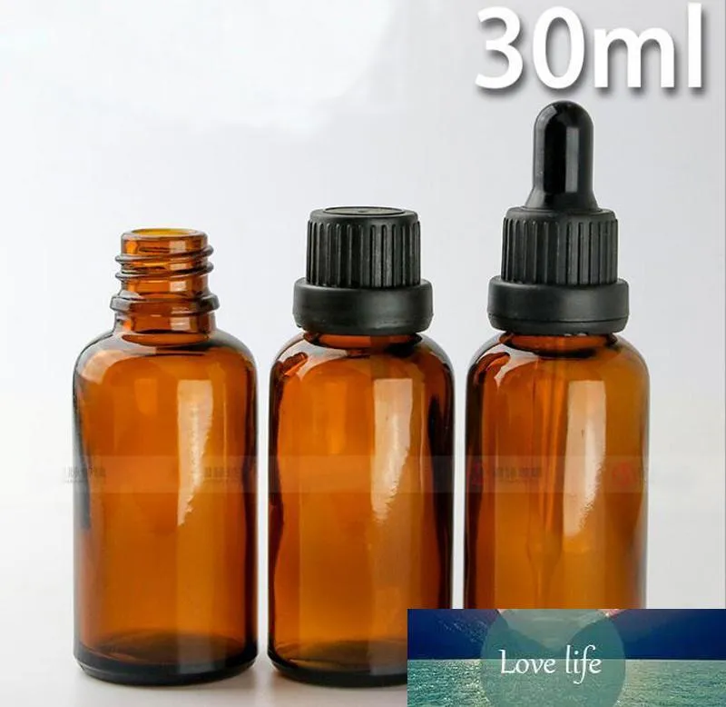 Fast Delivery 30ml Empty E Liquid Bottles 1OZ essential oil amber bottlesGlass Dropper Bottle With Black/Gold Lids