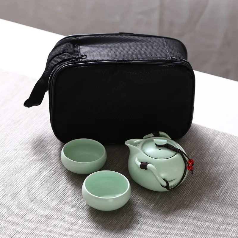 Ręcznie robione chińskie japońskie vintage kungfu gongfu herbata przenośna pingwin jeden garnek cztery filiżanki z zestawem herbacianego Teapot Teasupa 238n