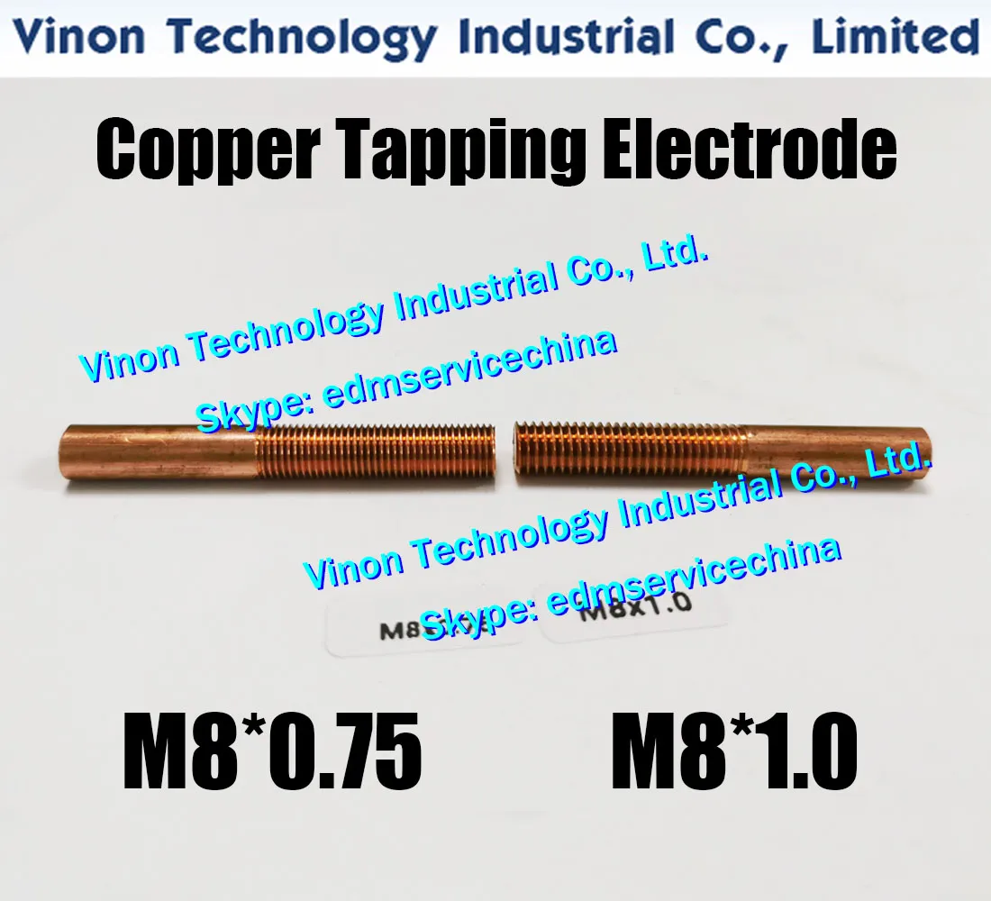 (10er-Packung) M8*1,0*25L*50Lmm Kupfer-Orbiting-Tapping-Elektrode M8 für EDM-Funken, die Gewindesteigung der EDM-Kupfer-Gewindeelektrode M8 beträgt 1,0 mm