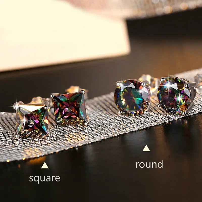 Blue Opal Stone Earring Studs | Earrings Women Blue Opal | Mystic Rainbow  Stud Earring - Stud Earrings - Aliexpress