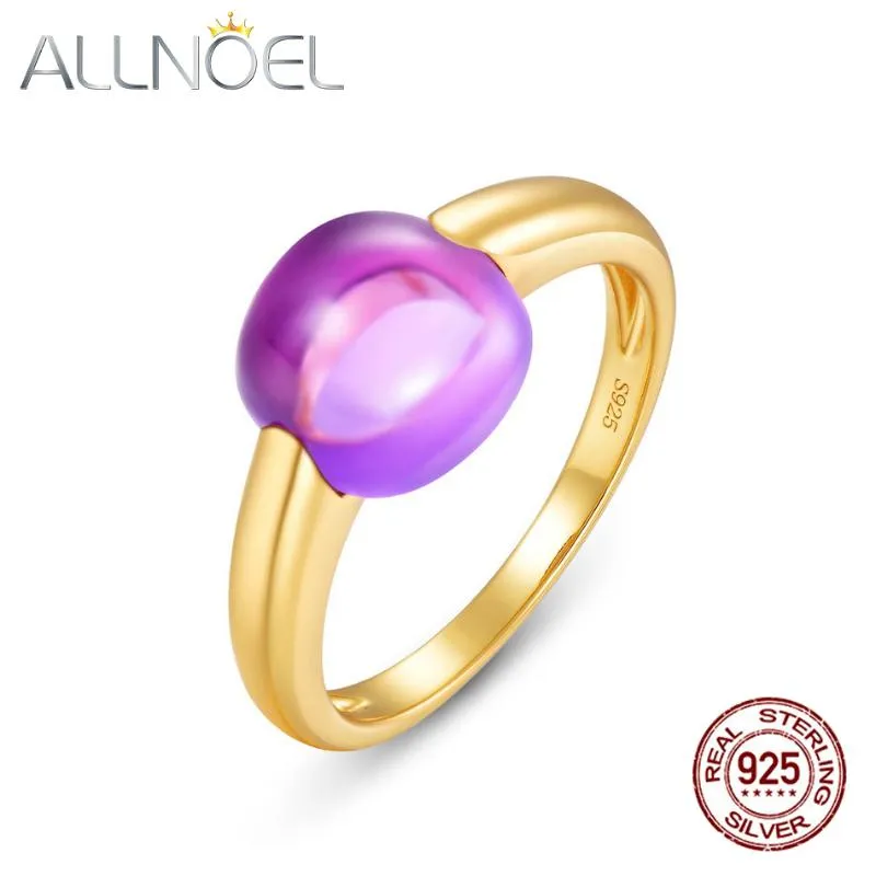 AllNoel Solid 925 Sterling Silver Candy Rings Gåva till jul Syntetisk Amethyst Citrin Green Amethyst Blue Crystal