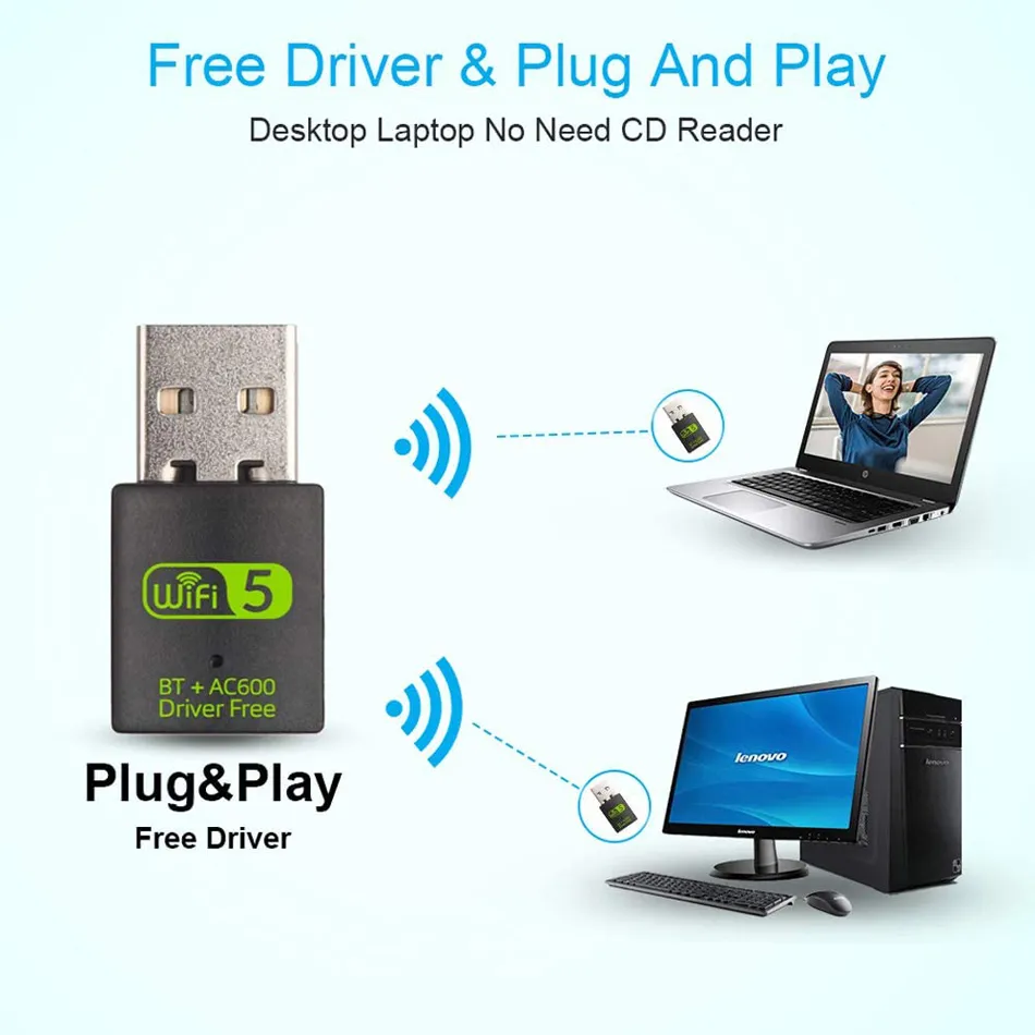 600 Мбит / С WiFi USB Адаптер Бесплатный Драйвер С Bluetooth 2 В 1.