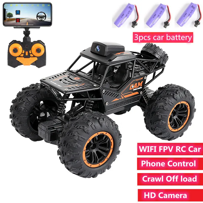 Newest 2. WIFI FPV RC Car With HD Camera Remote Control Crawl Off Road RC Racing Car with car battery phone control LJ200918