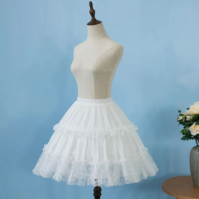 Lolita Chiffon Lace Cosplay Petticoat underskirt Curto Mulheres Preto Acessórios Petticoat Casamento 2020