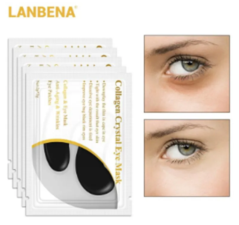 DHL Gratis Lanbena 24K Gold Eye Masker Collageen Eye Patches Anti Dark Circle Puffiness Eye Bag Hydraterende Huidverzorging