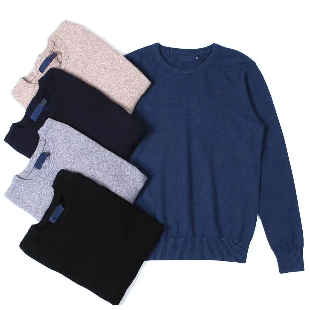 Mens Sweater Crew Neck Polo Mens Classic Embroidery Sweatshirt