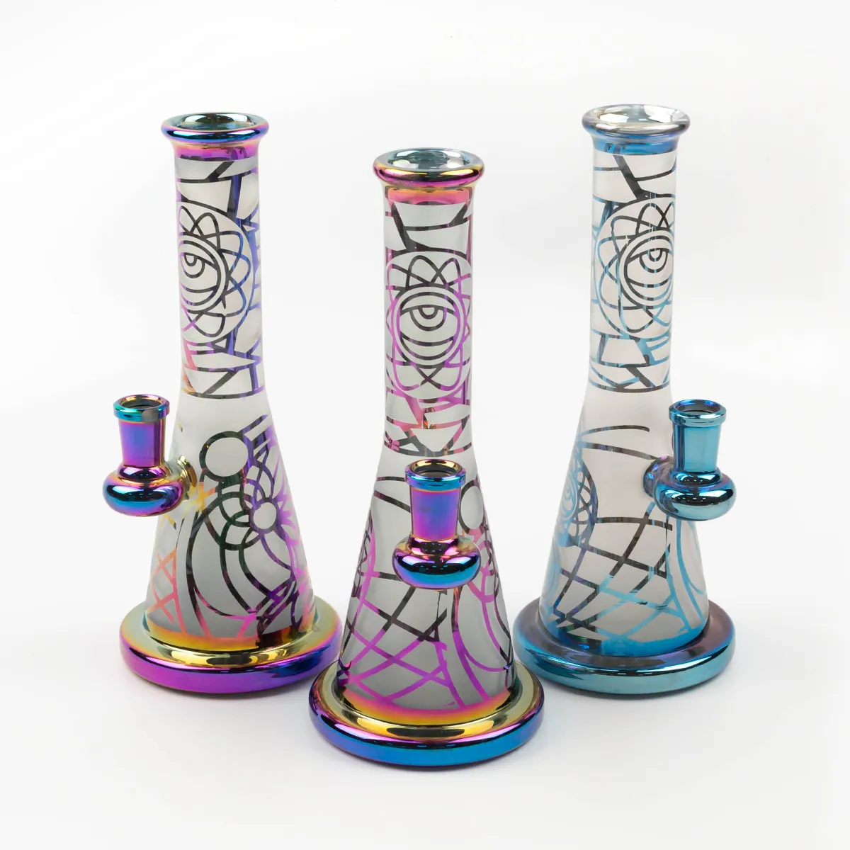 Narguilés Coloré 8,8 pouces Verre Bubbler Bongs Cyclone Tuyaux D'eau Tabac Huile Dab Rigs avec 14mm Femelle Bol