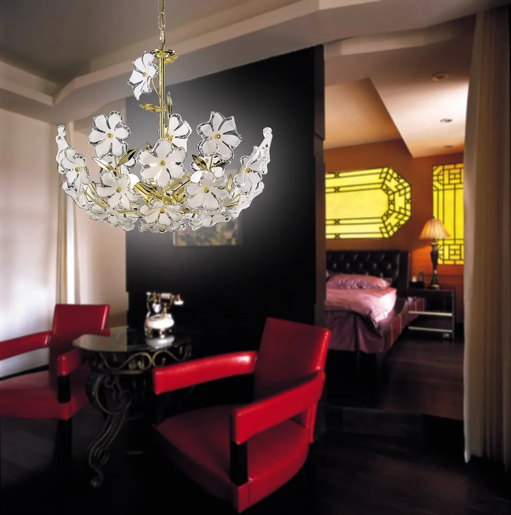 アクリル梅の花 LED 天井シャンデリア クリスタルフラワーダイニング