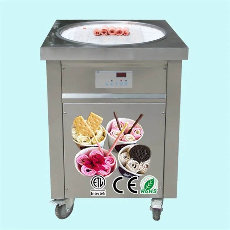 ETL CE Free shipment Food processing equipment Franchise big pan Thai instant Fried ice cream roll machine