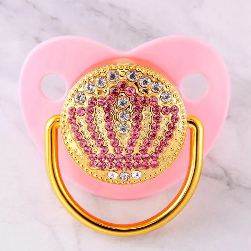 Bling Bling Rosa Strass Corona Bambino Ciuccio 0-18 Mesi Infant Dummy Cocka Chupeta Lollipop Baby Shower Regalo