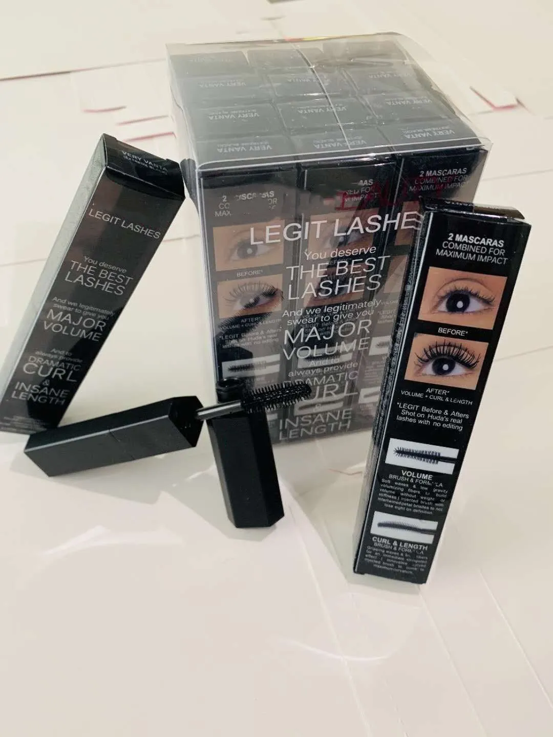 Boa qualidade Maquiagem Legit Lashes Rímel de Duas Cabeças 2 Mascaras Combinado para Impacto Máximo Frete Grátis