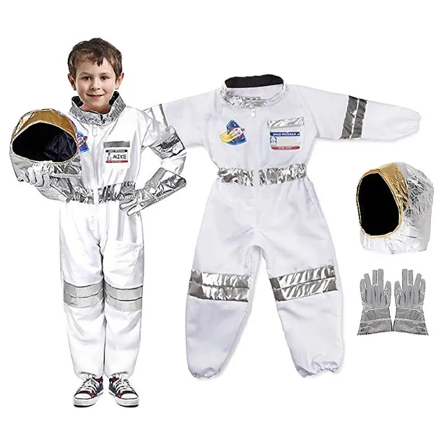 Costume D'astronaute Pour Femme - Combinaison Brillante Effet Argenté/or - Pour Halloween, Fêtes Déguisées - Taille Unique Ajustable