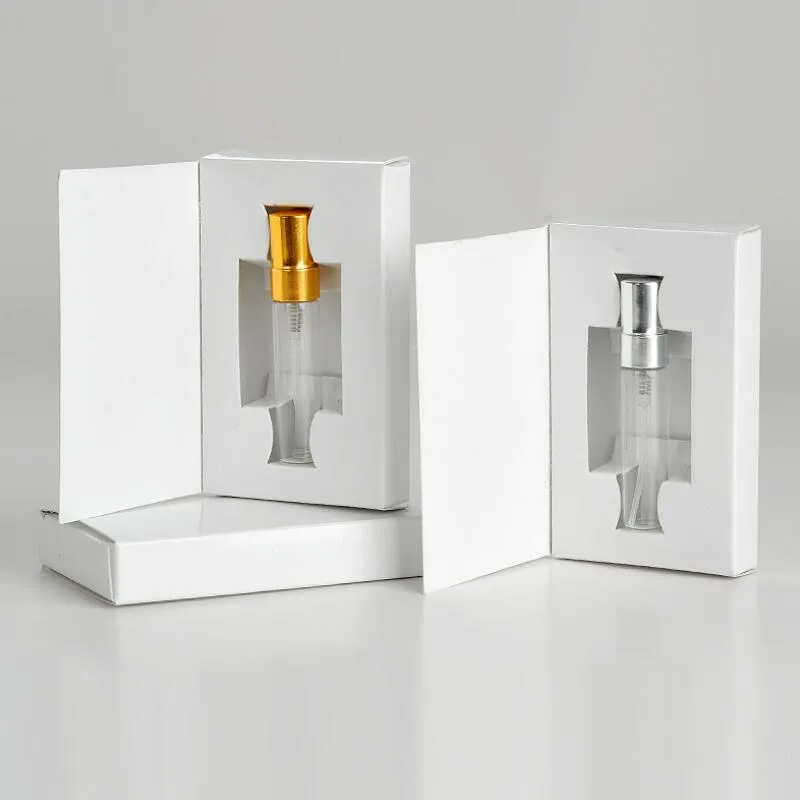 5ml 10ml szklana butelka Atomizer Perfumy Butelka rozpylacza z pudełka z pudełka kosmetyczna Próbka Kosmetyczna Butelki LX3244