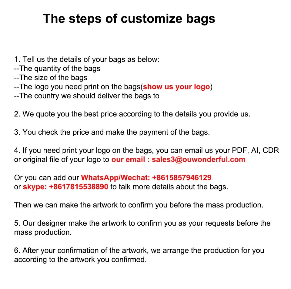 the step of customize bags12