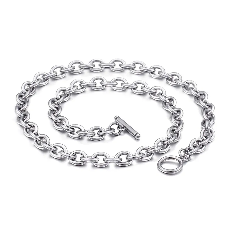 Rostfritt stålhalsband O-kedja Cross Titanium Steel clavicle halsband tröja kedja hängsmycken med kedja grossist 5pcs3003