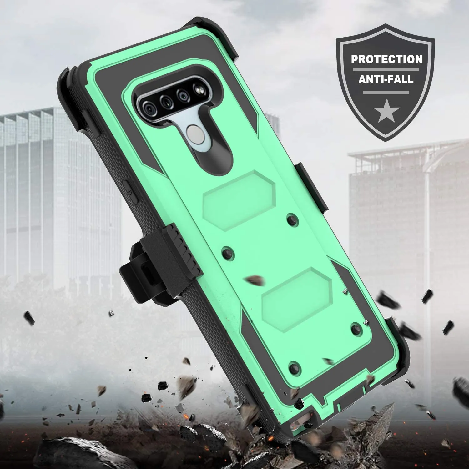 With Holster Belt Clip For TCL T-Mobile Revvl 5G 4 Plus Heavy Duty Rotatable Kickstand Shockproof Defender Case Built In Screen Protector