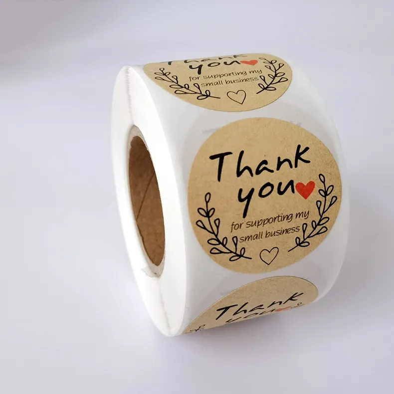 500 pz/rotolo stampato amore grazie etichette adesive adesive busta da 1 pollice sigillo pacchetto colore adesivi per feste