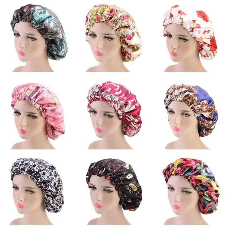 Women Durag Turban Hats Girls Silky Durags Cap Hair Cover Accessories