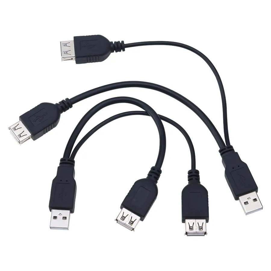 USB 2.0 A-Stecker auf 2 Dual-Netzteile, USB-Buchse, Splitter-Verlängerungskabel, HUB-Ladekabel für Festplatten, Drucker