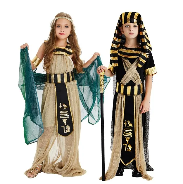 Costumes d'halloween pour enfants garçon fille egypte ancienne pharaon égyptien cléopâtre robe Cosplay Prince princesse fantaisie fête de carnaval