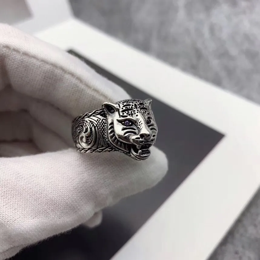 S925 Real Silver Ring Couple Ring Latest Product Ring Tiger Head Personalized Style Fashion Jewelry Supply