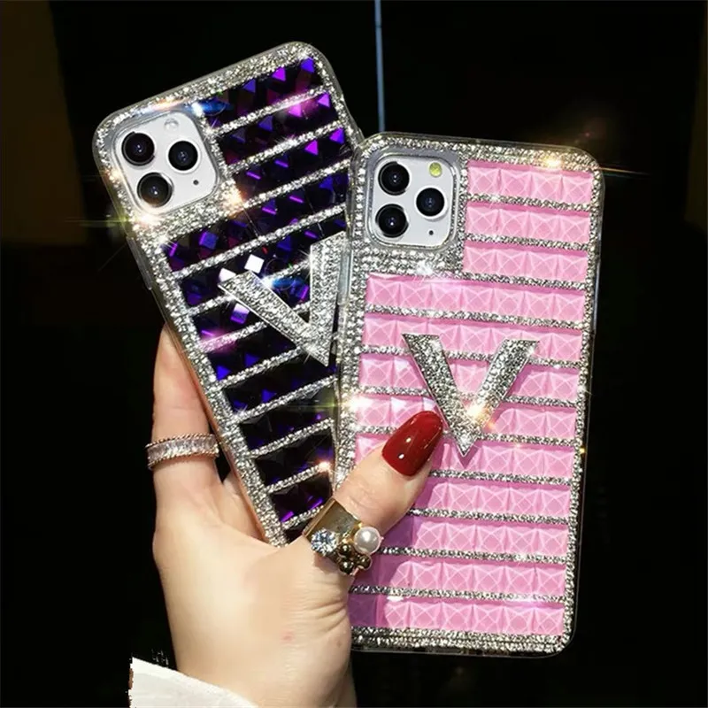 Mode Luxus Designer Buchstabe V Strass Diamant Kristall Hülle für iPhone 11 Pro Max X XR XS Max 6 7 8 Plus Hülle