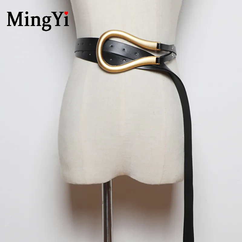 Designers Women Fashion Belts High Quality Ladies Big Horseshoe Buckle Leather Double Tassel Waist Belt For Coats