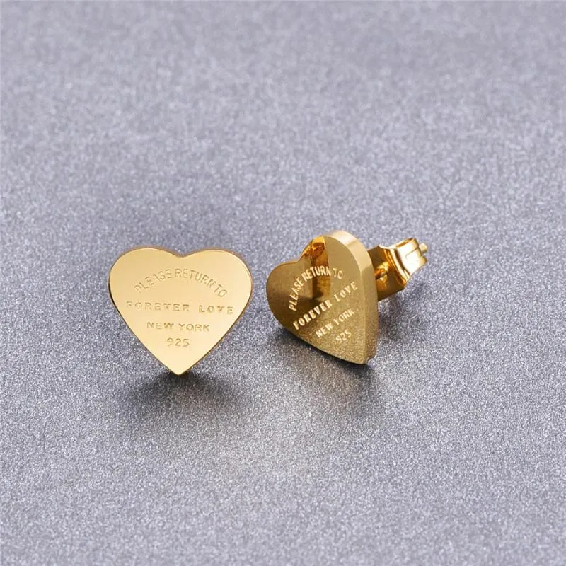 Martick Gold- color Heart Stud Earrings For Women Rose Gold-color Heart Earings With English Letters Fine designerJewelry Gift 2022