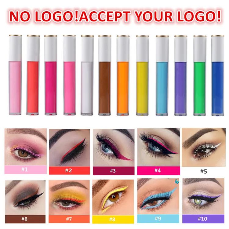 Eyeliner liquido colorato a 12 colori Ombretto colorato brillante La tinta accetta il tuo logo