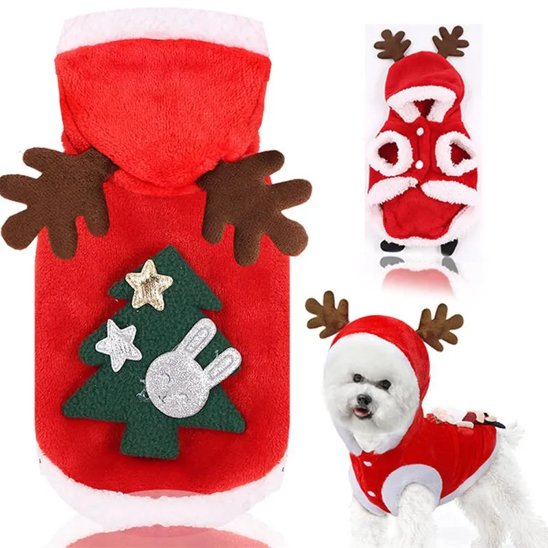Julhundkläder söta husdjurs hoodie vinterkläder tröja husdjurskläder för kitty hundar chihuahua jultomten kostym xs-xl