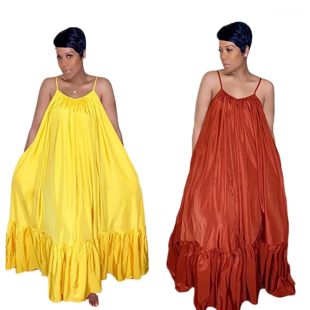 Kleid-Sommer-Fest Farbe drapierte Sleeveless Backless Kleid-reizvolle beiläufige Damen Maxi-Kleid-Frauen-Spaghetti-Bügel
