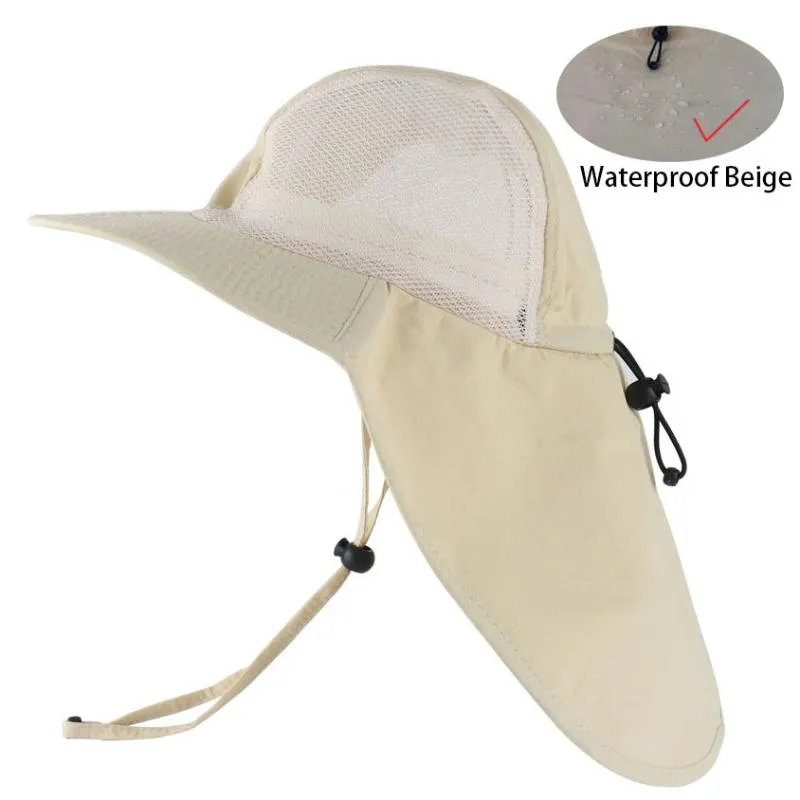 Summer Sun Hat Bucket Men Women Boonie Hat With Neck Flap Outdoor UV  Protection Large Wide Brim Hiking Fishing Mesh Breathable11073500 From  22,92 €