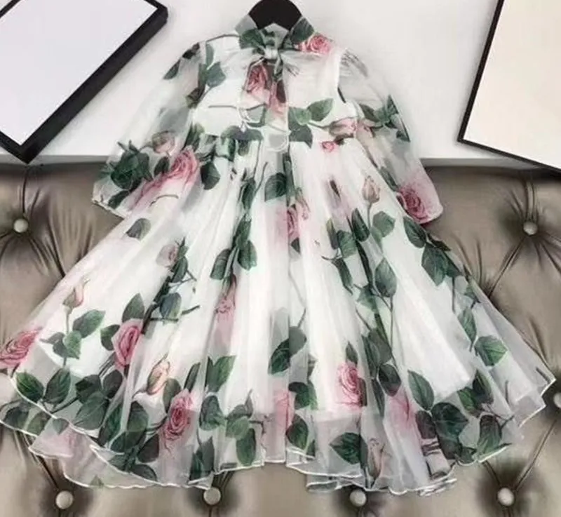 Novas meninas vestidos crianças roupas de verão primavera outono menina rendas princesa vestido festa crianças vestido