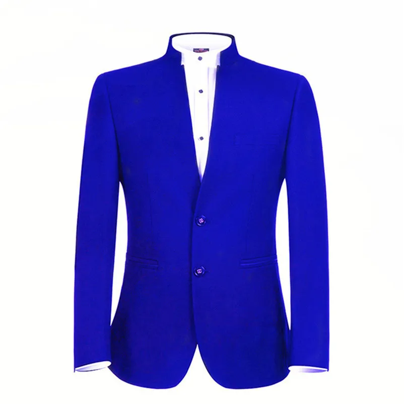 Популярные две кнопки Groomsmen мандарин отворотом Groom Tuxedos Мужские костюмы венчания / Prom Best Man Blazer (куртка + Pantst + Tie) Y167