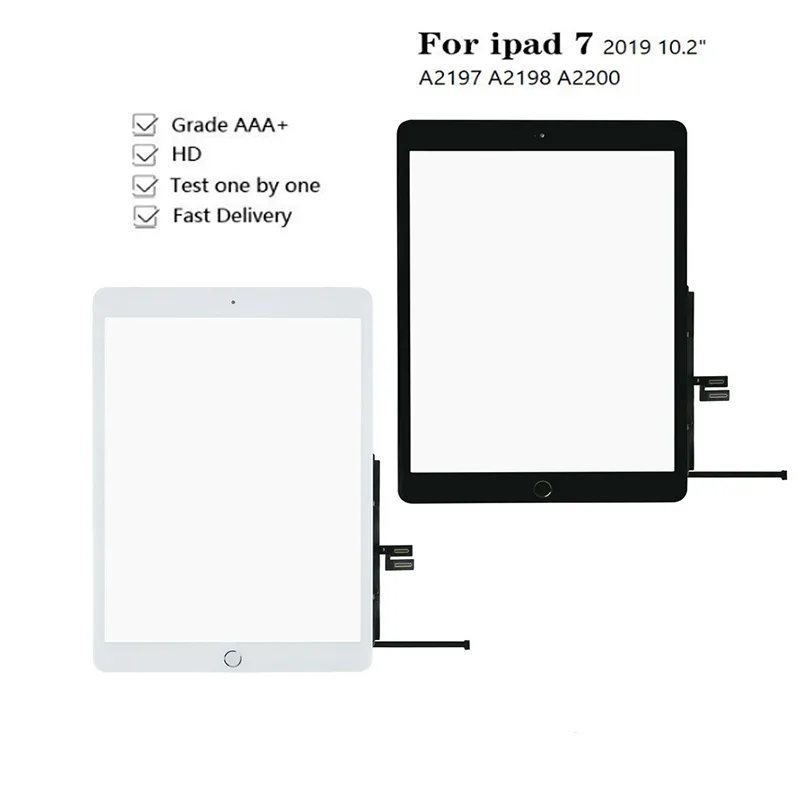 Nuovo Per iPad 7 2019 10.2 "Sensore Touch Screen Digitizer A2197 A2200 A2198 A2232 con tasto home + nastro Adesivo