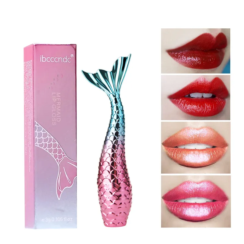 Liquid Crystal Glow Lip Gloss Lipstick Mermaid Pigment Glitter Lip Plumper
