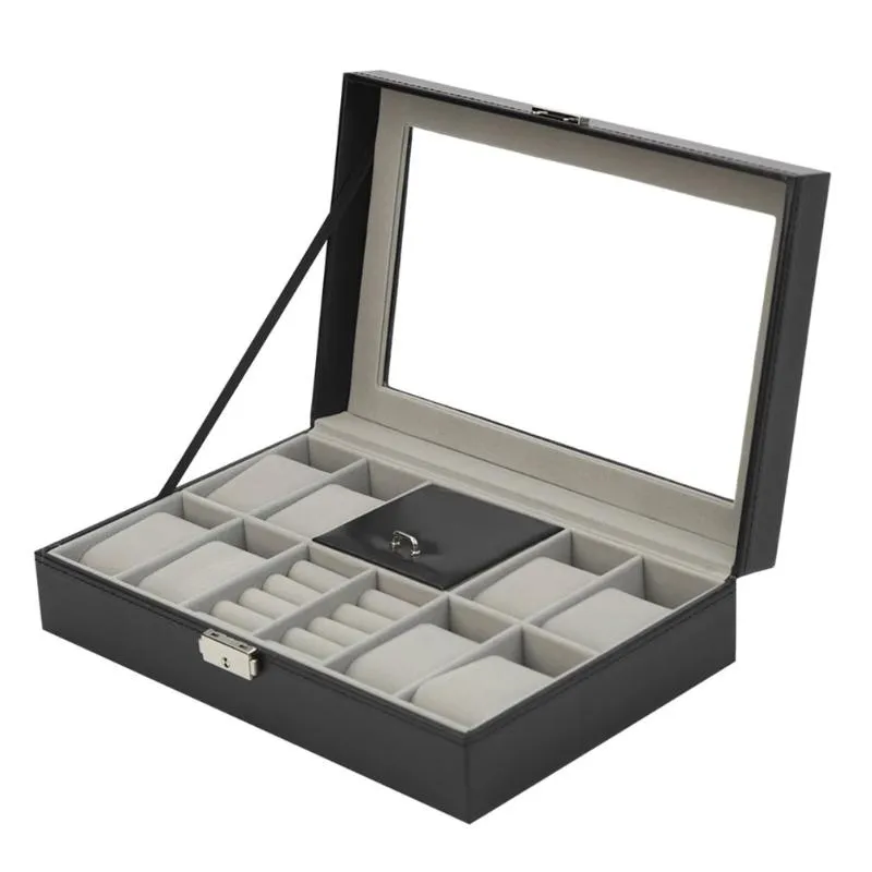 Leather And Carbon Fiber Watch Storage Box Argos Organizer With