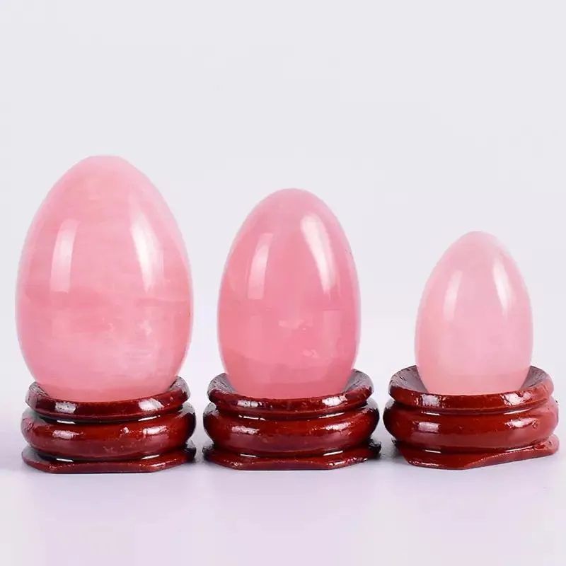100% Natural Yoni Egg Set Undrrilled eller Borrad Crystal Rose Quartz Yoni Egg Mineral Ball Kvinnor Kegel Övning Pelvic Floor