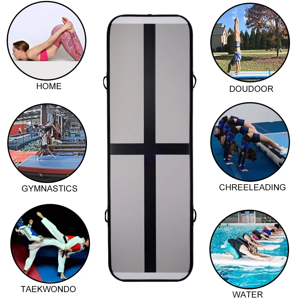 Tapis de gymnastique gonflable Tumble Track Trampoline 4 * 1 * 0,1 m Tapis de sol gonflable Airtrack pour un usage domestique Cheerleading Tumbling Tapis de saut pour le fitness