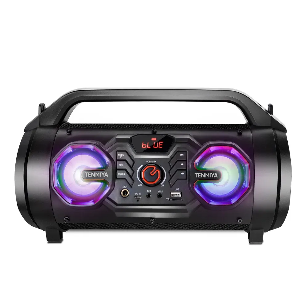 Freeshipping 30W Big Bluetooth Speaker Portable Wireless Stereo Bass Subwoofer Högtalare Stöd Fjärrkontroll FM-radio AUX RGB Light